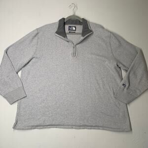 The North Face Men Sweater 2XL Gray Pullover Quarter Zip Cotton Wool Blend